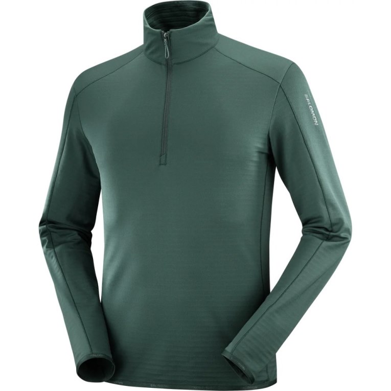 Pánské Mikiny Salomon Essential Lightwarm Half Zip Zelene | CZ 94OILYR